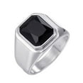 thumbnail image 1 of PAMTIER Men's Stainless Steel Silver Plated Ring with Square Black Gem Stone Size 14, 1 of 6