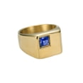 thumbnail image 1 of PAMTIER Men's Stainless Steel Simple Creative Square Solid Matte Finish Glossy Blue Crystal Gemstone Inlay Ring Wedding Band Gold Size 11, 1 of 5
