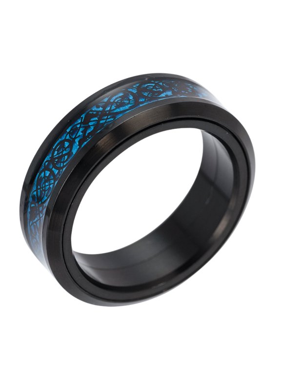 Men's Stainless Steel Spinner Rings for Stress Relief Comfort Fit Rotating Band for Focus Jewelry Gift Black Size 13