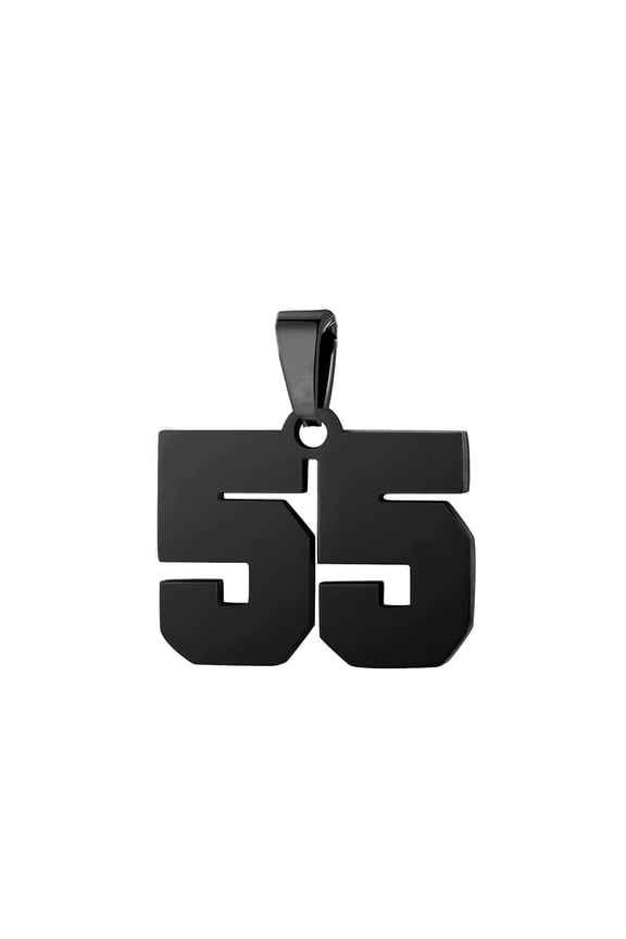Men's Stainless Steel Sports Numbers 0-99 Talisman Basketball Football Baseball Inspiration Necklace Black Number 55