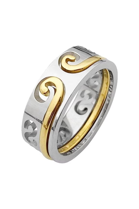 Men's Stainless Steel Sun Wukong Monkey King Golden Hoop Amulet Ring Wedding Band Gold Size 11