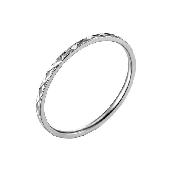 PAMTIER Men's Stainless Steel Thin 1.2mm Classic Simple Domed Rhombus Multi Faceted Stackable Pinky Ring Eternity Promise Wedding Band Silver Size 5