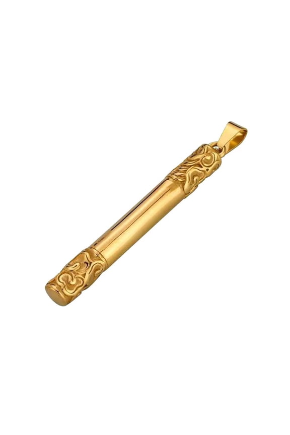 Men's Stainless Steel Unique Vintage Sun Wukong Monkey King Golden Cudgel Pendant Necklace Gold