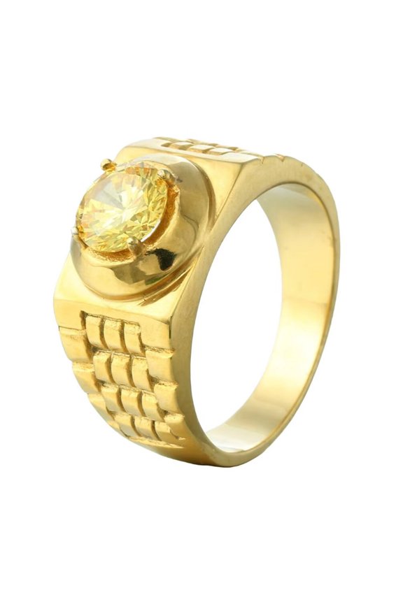 Men's Stainless Steel Vintage Domineering Classic Dragon Claw Crystal Checkerboard Gingham Pattern Gothic Punk Signet Ring Yellow Size 9