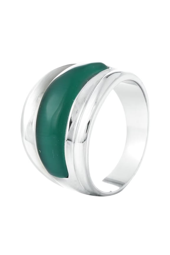 Men's Stainless Steel Vintage Domineering Creative 12MM Chunky Square Synthetic Opal Gemstone Cake Shapes Signet Ring Green Silver Size 11