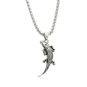 Stainless Steel Vintage Deer Head/Cow Head Pendant Necklace - 24 Inch Chain, Silver/Gold/Black