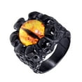 thumbnail image 1 of PAMTIER Men's Stainless Steel Vintage Gothic Punk Ghost Skull Head Evil Bloody Yellow Eye Biker Ring with CZ Demon Hell Skeleton Black Size 9, 1 of 3