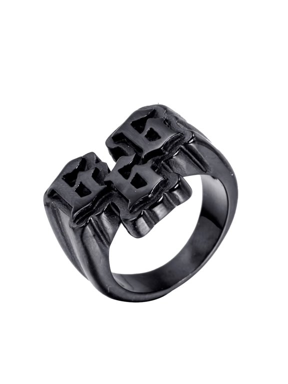 Men's Stainless Steel Vintage Gothic Punk Lucky Number 666 Biker Ring Cool Amulet Knight Party Band Black Size 7