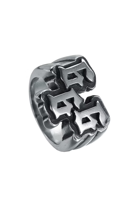 Men's Stainless Steel Vintage Gothic Punk Lucky Number 666 Biker Ring Cool Amulet Knight Party Band Silver Size 10