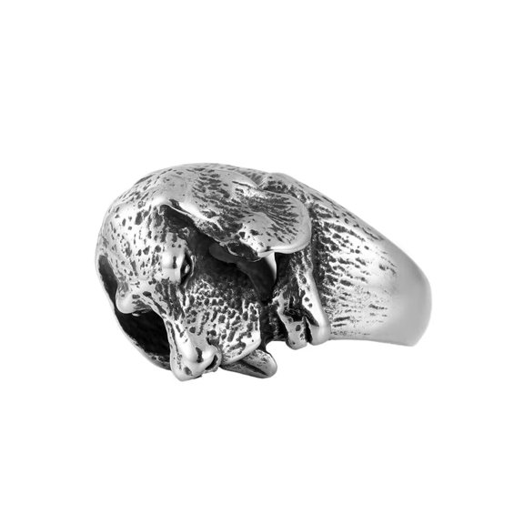PAMTIER Men's Stainless Steel Vintage Hip Hop Gothic Cute Stick Out your Tongue Howl Pitbull Bulldog Pug Dog Head Biker Ring Size 11
