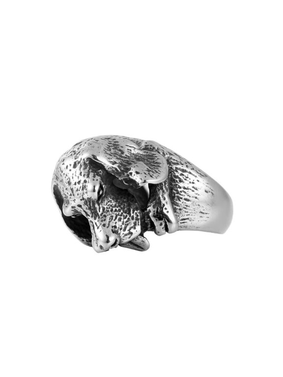 Men's Stainless Steel Vintage Hip Hop Gothic Cute Stick Out your Tongue Howl Pitbull Bulldog Pug Dog Head Biker Ring Size 12