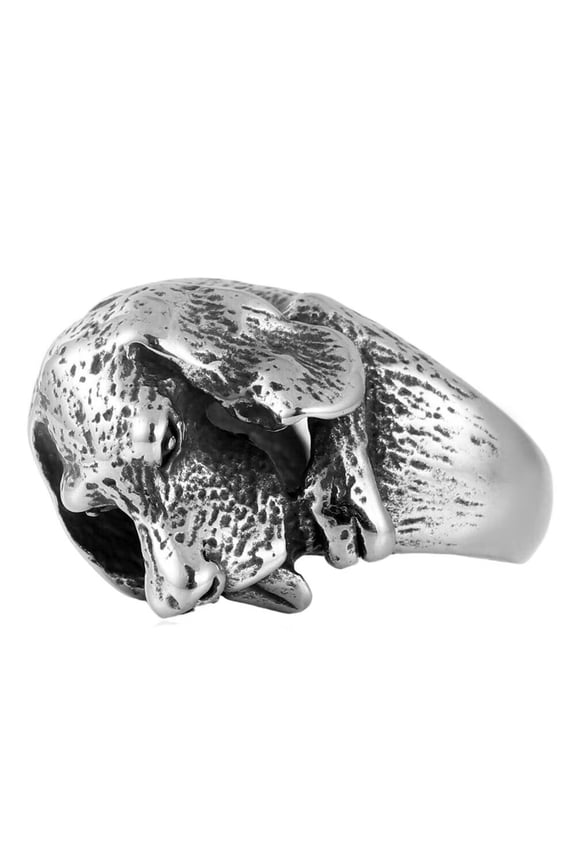 Men's Stainless Steel Vintage Personalised Punk Animal Dog Ring Silver Size 12
