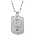 thumbnail image 1 of PAMTIER Men's Stainless Steel Vintage Personality 12 Constellation Horoscope Zodiac Dog Tag Pendant Necklace Blue Crystal Inlay Silver Aquarius, 1 of 5