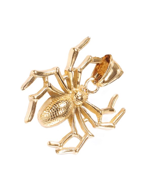 Men's Stainless Steel Vintage Personality Domineering Evil Skull Skeleton Spider Biker Pendant Necklace Gothic Lucky Amulet Gold Free Chain