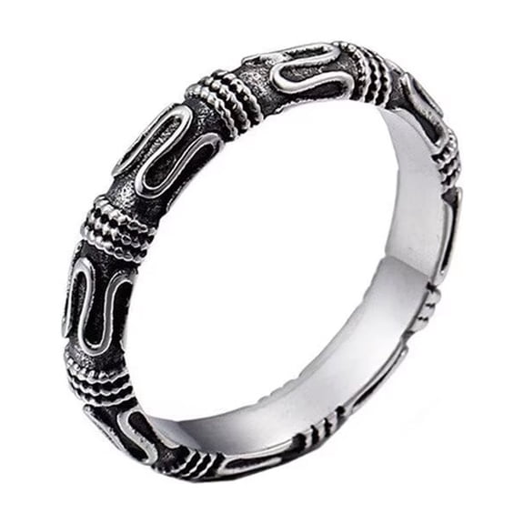 PAMTIER Men's Stainless Steel Vintage Personality The Journey to the West Monkey King Tightening Spell Tightening Hoop-Incantation Ring Size 11