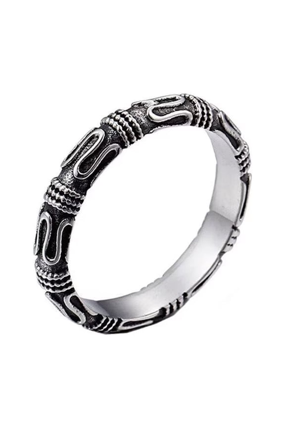 Men's Stainless Steel Vintage Personality The Journey to the West Monkey King Tightening Spell Tightening Hoop-Incantation Ring Size 7
