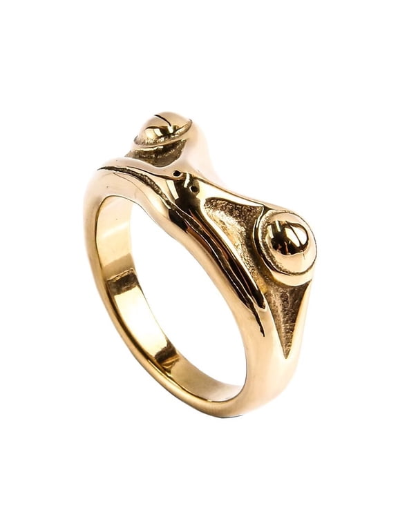 Men's Stainless Steel Vintage Personalized Animal Cute Frog Ring Gold Size 10