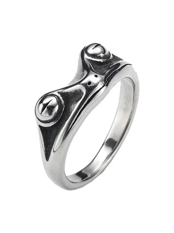 Men's Stainless Steel Vintage Personalized Animal Cute Frog Ring Silver Size 10