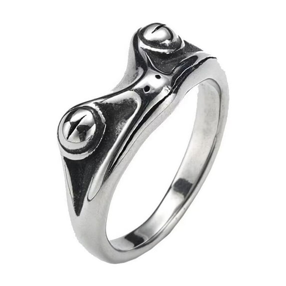 PAMTIER Men's Stainless Steel Vintage Personalized Animal Cute Frog Ring Silver Size 7