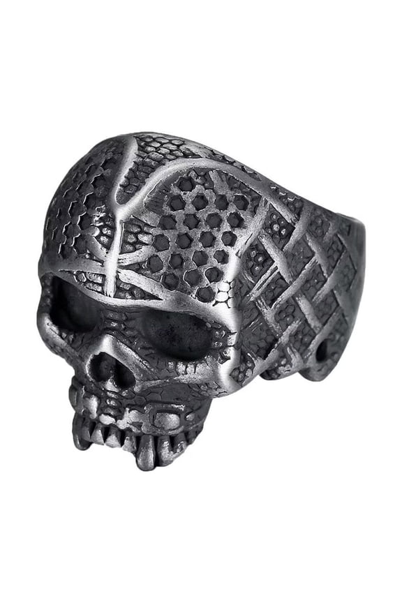 Men's Stainless Steel Vintage Personalized Hip Hop Punk Skull Gothic Biker Ring Silver Black Size 11