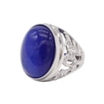 thumbnail image 1 of PAMTIER Men's Stainless Steel Vintage Punk Classic Oval Blue Gemstone Signet Ring Cut Out Beast Dragon Pattern Carved Statement Silver Size 8, 1 of 3