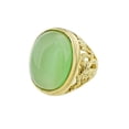 thumbnail image 1 of PAMTIER Men's Stainless Steel Vintage Punk Classic Oval Light Green Gemstone Signet Ring Cut Out Beast Dragon Pattern Carved Statement Gold Size 11, 1 of 5
