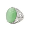 thumbnail image 1 of PAMTIER Men's Stainless Steel Vintage Punk Classic Oval Light Green Gemstone Signet Ring Cut Out Beast Dragon Pattern Carved Statement Silver Size 9, 1 of 3
