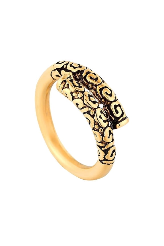 Men's Stainless Steel Vintage Sun Wukong Monkey King Golden Hoop Open Biker Mantra Ring Journey to The West Series Jewelry Gold Size 10