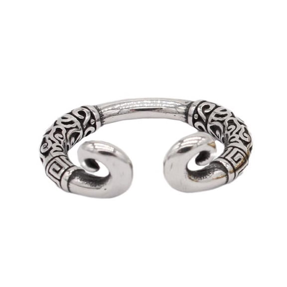 PAMTIER Men's Stainless Steel Vintage The Journey to the West Sun Wukong Tightening Spell Tightening Hoop-Incantation Open Ring Silver Size 10