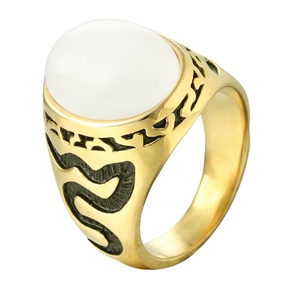 PAMTIER Men's Stainless Steel Vintage Unique Flower Pattern Sides Snake ...