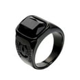 thumbnail image 1 of PAMTIER Men's Vintage Creative Stainless Steel Flower Pattern Carved Side Square Cut Black Gemstone Signet Biker Ring Wedding Band Black Size 11, 1 of 3