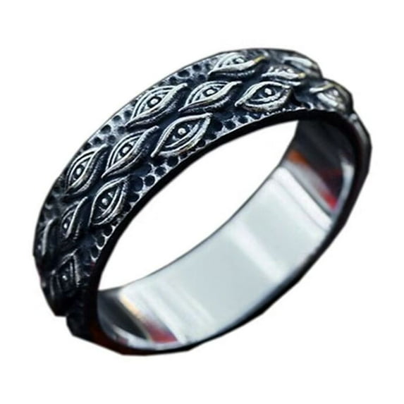 PAMTIER Men's Vintage Stainless Steel Domineering Punk Hip Hop All Seeing Engraved Demon Eye of God Signet Ring Ancient Silver Tone Size 7