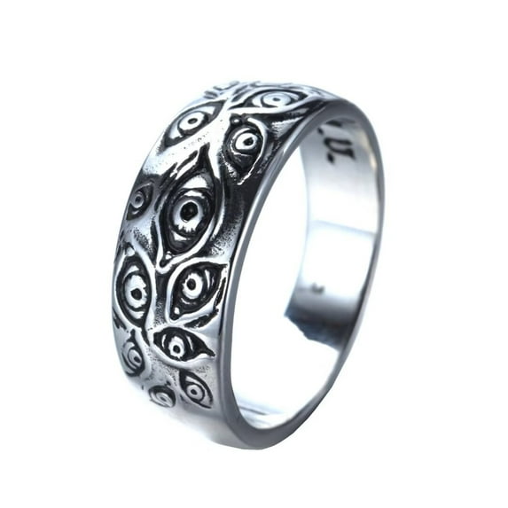 PAMTIER Men's Vintage Stainless Steel Engraved Eye of God Signet Ring Silver Tone Size 12