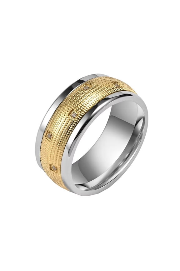 Men's Women's 10MM Cubic Zirconia Inlay Creative Fidget Rotatable Ring Gold Size 7
