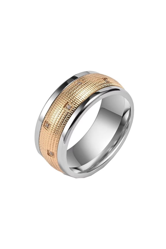 Men's Women's 10MM Cubic Zirconia Inlay Creative Fidget Rotatable Ring Rose Gold Size 9