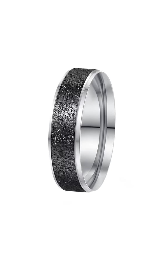 Men's Women's Jewelry Two-Tone 6MM Stainless Steel Frosted Minimalist Retro Exquisite Birthday Wedding Rings Black Size 6