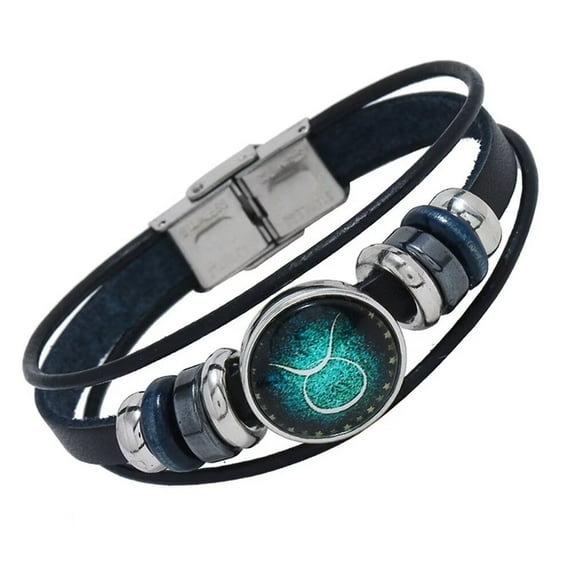 PAMTIER Men's Women's PU 12 Constellation Braided Adjustable Starry Night Bracelet Taurus