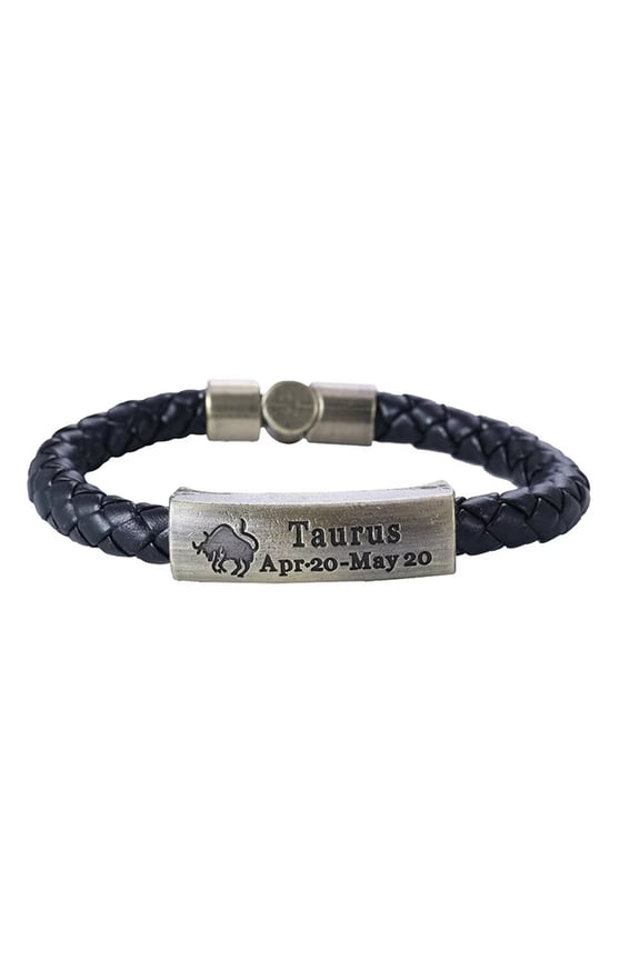 Men's Women's PU Leather Personalized 12 Constellation Braided Adjustable Bracelet Taurus