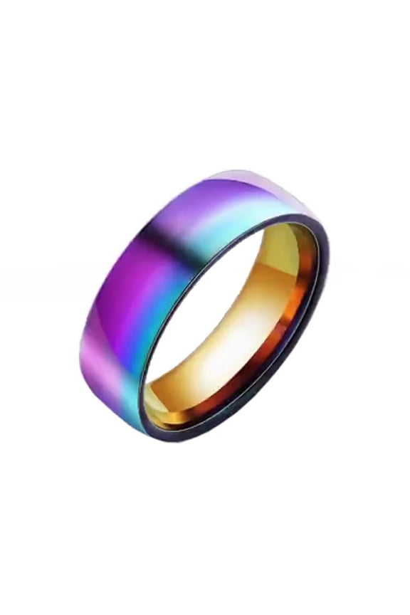 Men's Women's Stainless Steel 6MM High Polished Minimalist Plain Wedding Band Ring Rainbow Size 9