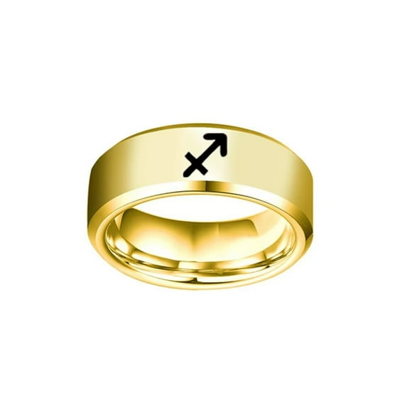 PAMTIER Men's Women's Stainless Steel 6MM Simple 12 Constellations Horoscope Zodiac Signs Wedding Band Ring Gold Sagittarius Size 13
