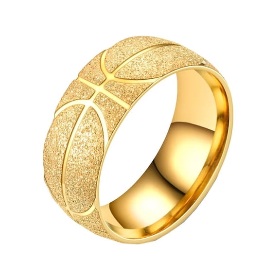 PAMTIER Men's Women's Stainless Steel 8MM Basketball Sports Lover Sandblasted Rings Gold Size 8