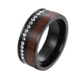 thumbnail image 1 of PAMTIER Men's Women's Stainless Steel 8mm Creative Wood Grain Inlay Ring with Cubic Ziconia Black Size 7, 1 of 5
