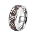 thumbnail image 1 of PAMTIER Men's Women's Stainless Steel 9MM Creative Triangular Wood Inlay Dome Ring Wedding Band Brown Size 8, 1 of 5
