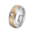 thumbnail image 1 of PAMTIER Men's Women's Stainless Steel 9MM Creative Triangular Wood Inlay Dome Ring Wedding Band Yellow Size 10, 1 of 5