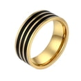 thumbnail image 1 of PAMTIER Men's Women's Stainless Steel Black Enamel Plain Ring 8mm Classic High Polished Wedding Band Gold Size 7, 1 of 4