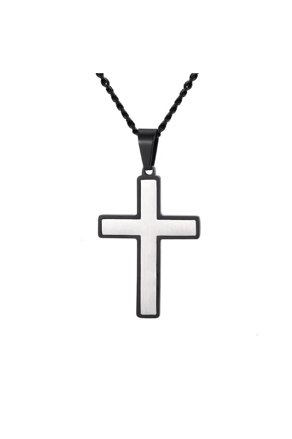 Men's Women's Stainless Steel Classic Polishing Prayer Religious Cross Necklace Silver White