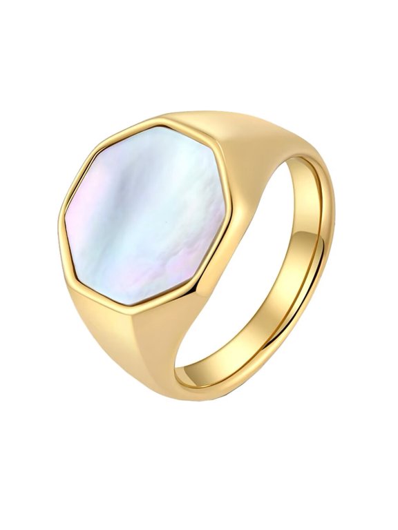Men's Women's Stainless Steel High Polished Minimalist Shell Ring Gold Size 9