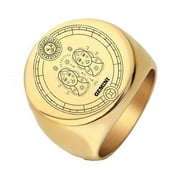 PAMTIER Men's Women's Stainless Steel High Polished Wedding Band 12 Constellations Horoscope Zodiac Signs Round Ring Gold Gemini Size 10