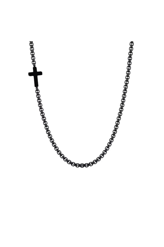 Men's Women's Stainless Steel Minimalist Religious Small Cross Necklace Black