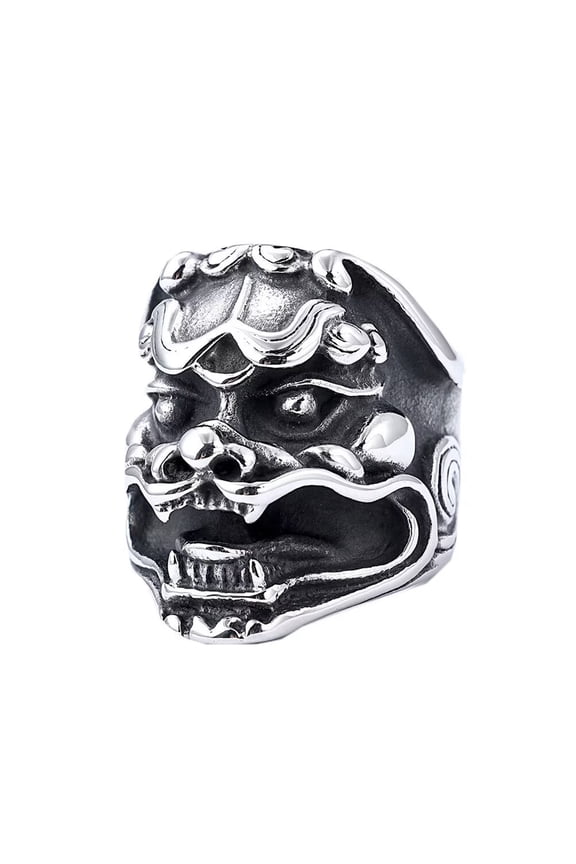 Men's Women's Stainless Steel Personalized Vintage Punk Beast Kirin Biker Ring Silver Black Size 8